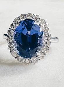 Princess Tanzanite Diamond Ring(5.57ct)