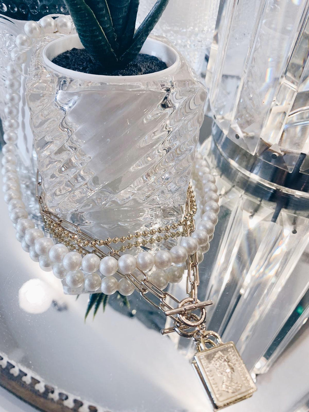 AC050978 三層珍珠頸鏈