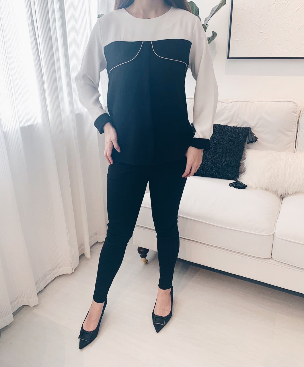 LP011792黑白優雅Top