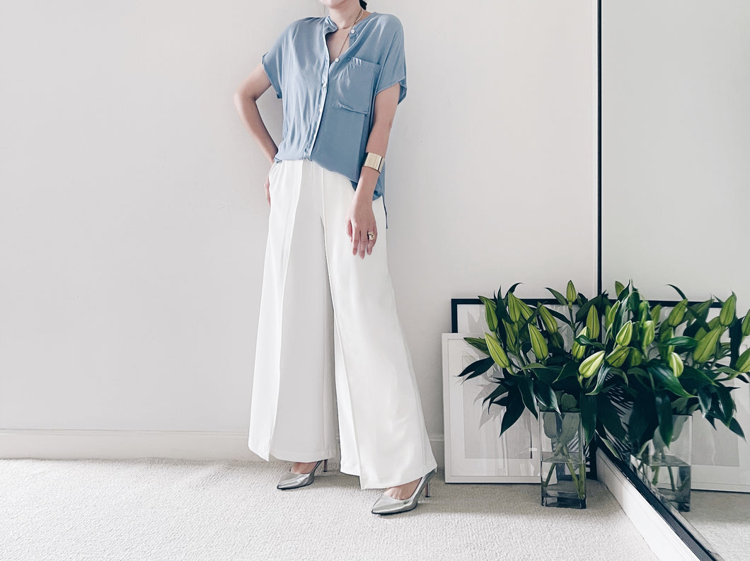 C239R015 意大利粉藍色絲質恤衫