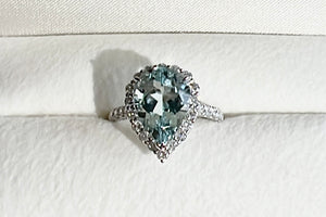 DA11901 Pear Aquamarine Diamond Ring(3.08ct)