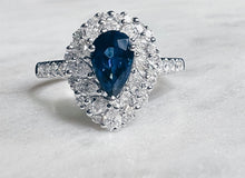 將圖片載入圖庫檢視器 DA11900 Sapphire Pear Diamond Ring(1.61ct)
