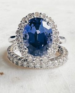 Princess Tanzanite Diamond Ring(5.57ct)