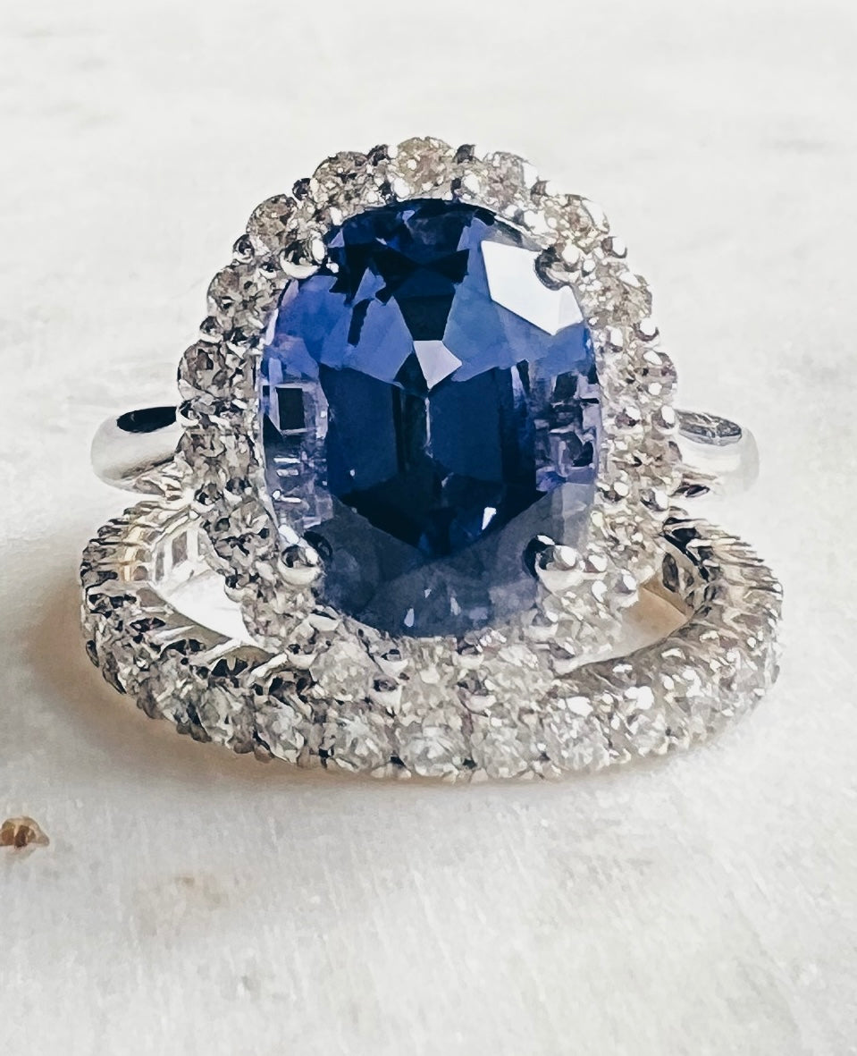 Princess Tanzanite Diamond Ring(5.57ct)