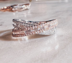 Rose gold & White gold  Cross Ring DA10121