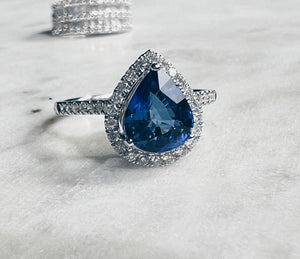 Sapphire Pear Diamond Ring(2.0ct)