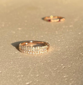 DA11103  Baguette Mix Rose Gold Ring