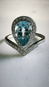 DA11700   Pear Aquamarine Diamond Ring