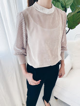 將圖片載入圖庫檢視器 LP011791高嶺絲絨格紋優雅透視手袖Top
