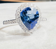 將圖片載入圖庫檢視器 Sapphire Pear Diamond Ring(2.0ct)
